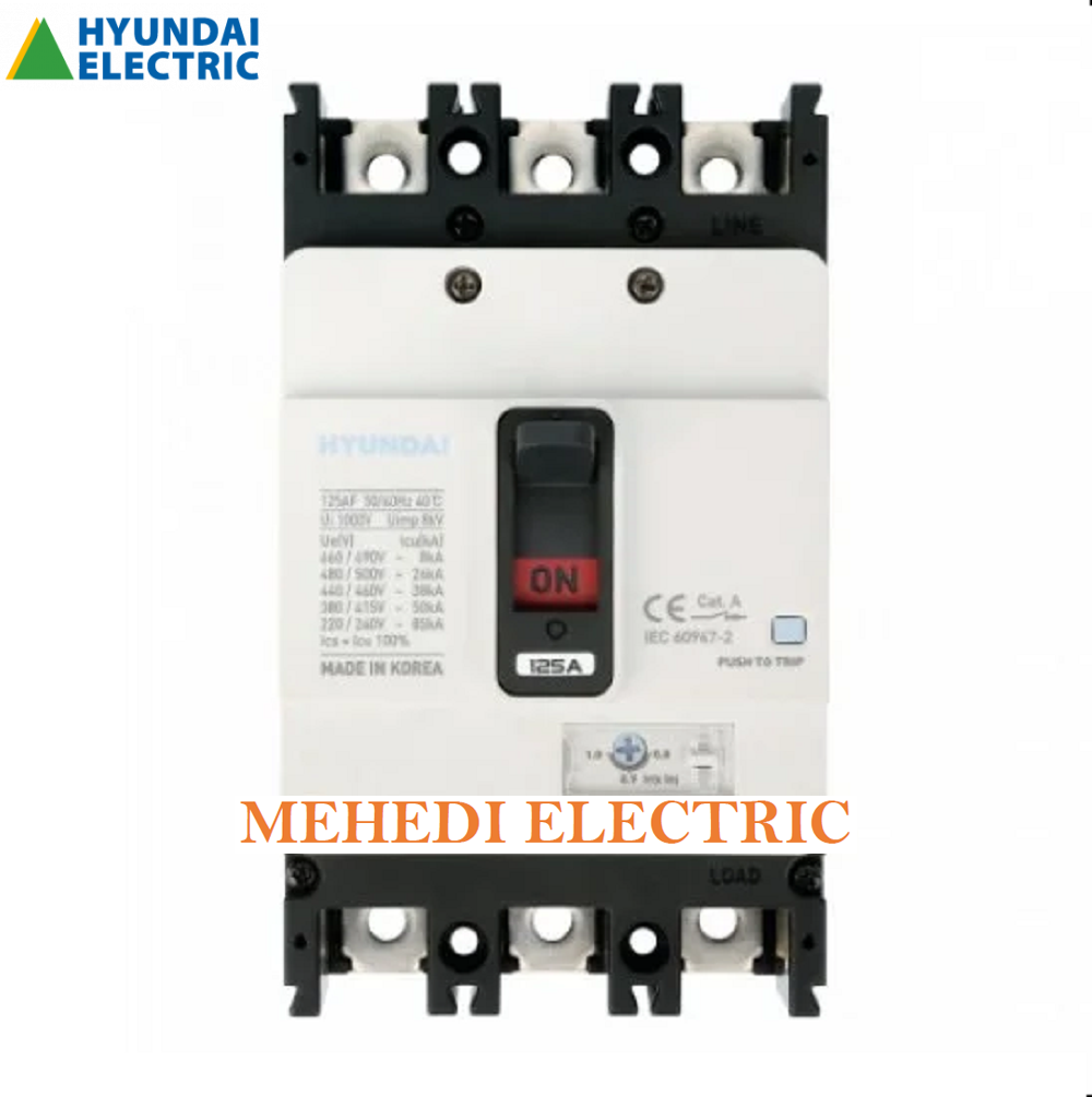 Hyundai Molded Case Circuit Breaker 16A 25KA Model: HGM100H Fixed Type