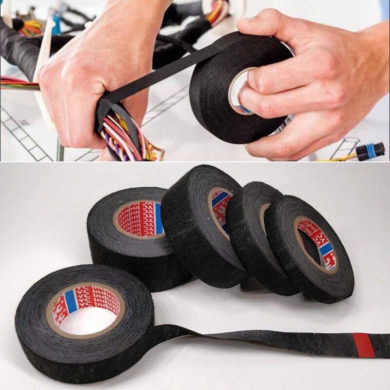 15M Heat-resistant Wiring Harness Tape Looms Wiring Harness Cloth Fabric flannel Tape Adhesive Cable Protection Fabric Tape