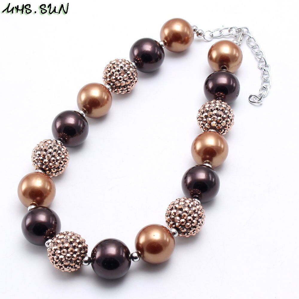 MHS.SUN 1PC fashion baby chunky beaded necklace girls pearl jewelry charm colors bubblegum beads necklace choker for kids gift