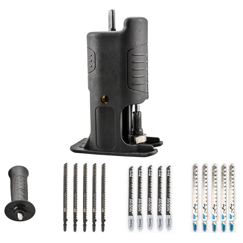 Electric Drill Modified Reciprocating Saw Adapter Hand Tool Saw Power Drill Metal PVC Woodworking Tool 15 PCS Saw Blades