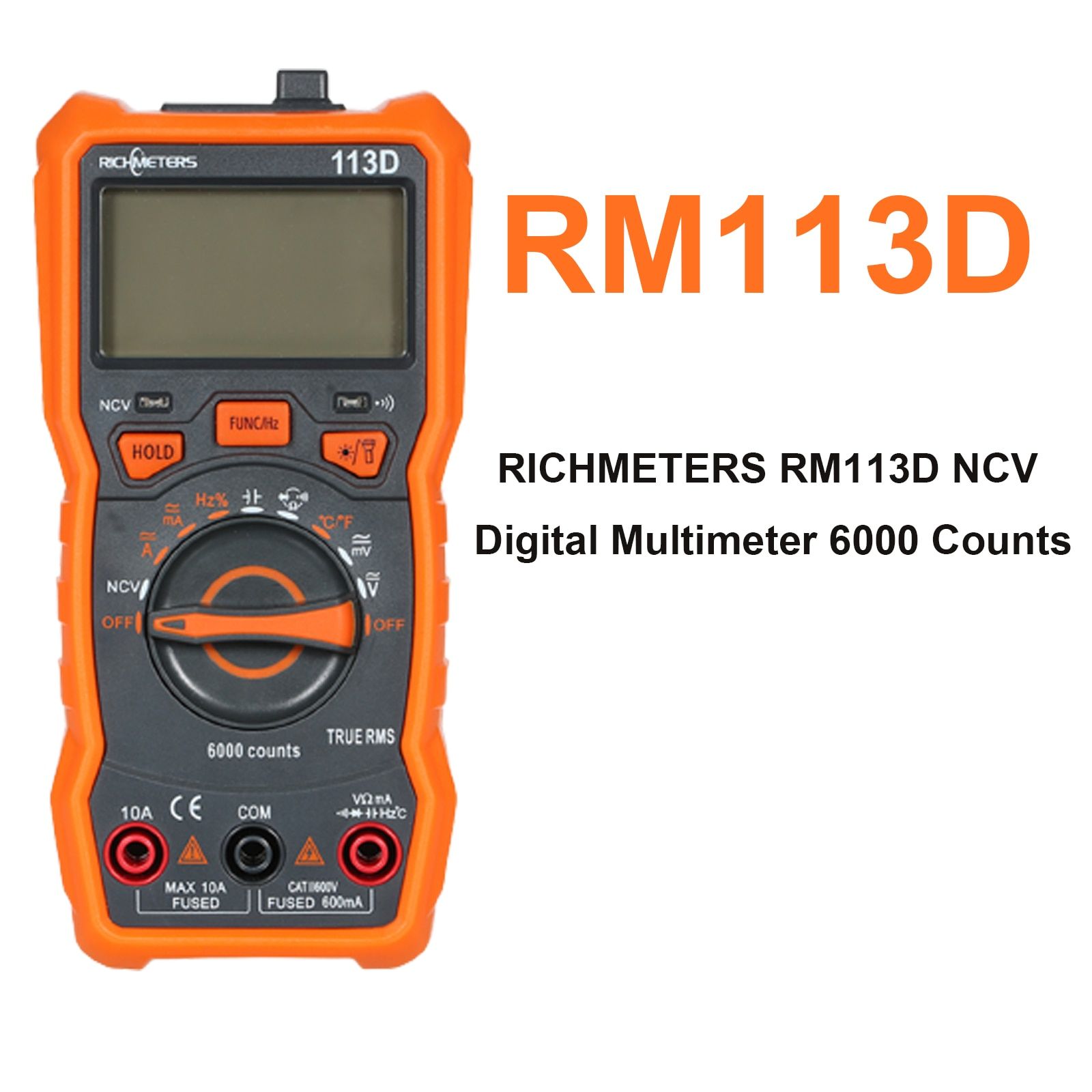 RICHMETERS Multimeter RM113D Multimetro Tester Digital Multimeter 6000 Counts Auto Ranging AC/DC Voltage Tature Measuring