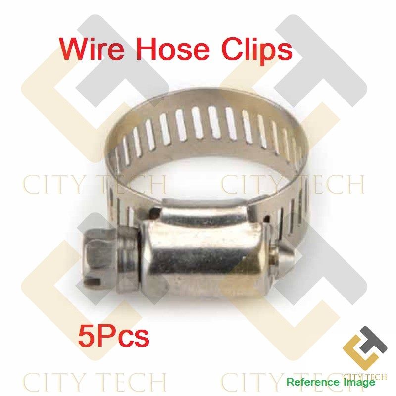 5Pcs- Heavy Duty Stainless Steel Hoses Clamp 6-20mm Clips Adjustable Screw Clamps For Jointing Pipes DIY