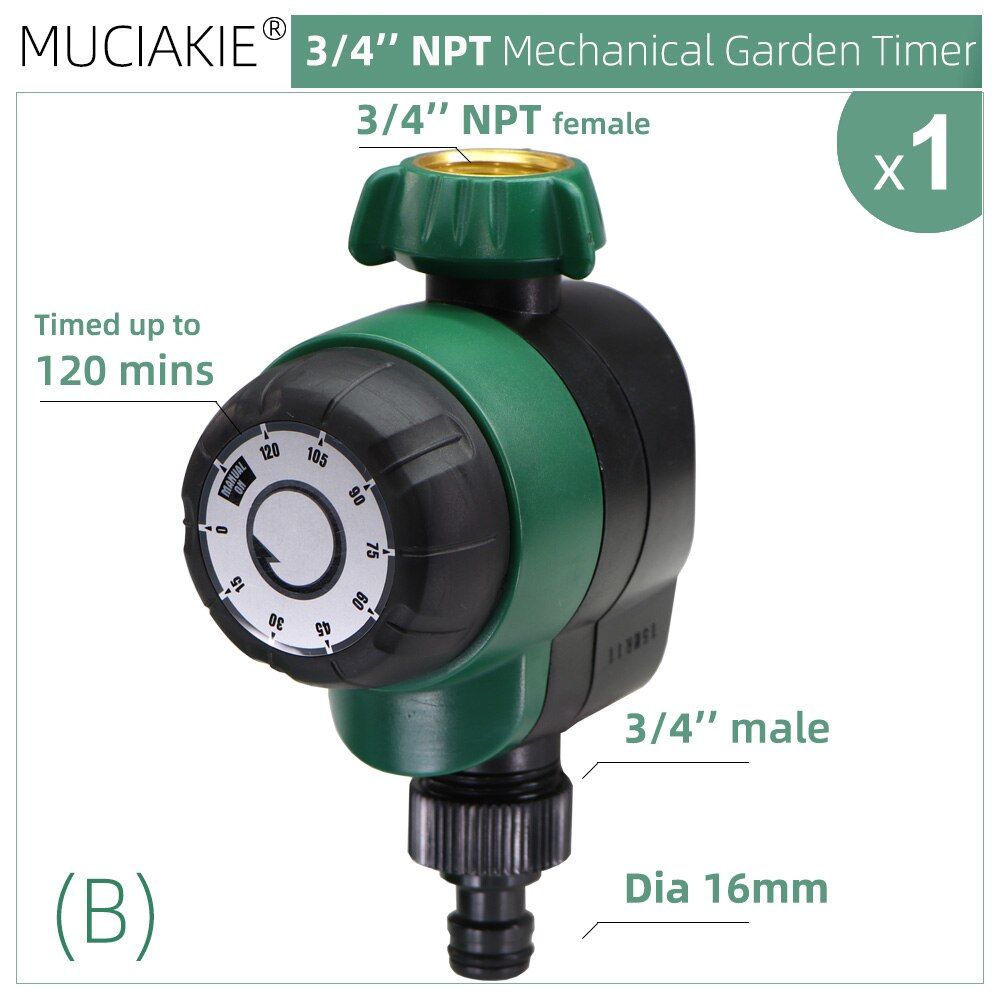 Garden USA 3/4" NPT Mechanical Watering Timer 120minutes System Drip Irrigation Manual Controller Irrigator Greenhouse