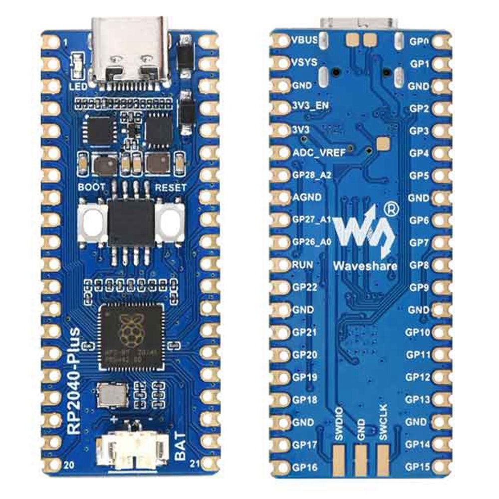Waveshare RP2040-Plus Dual Core Processor Development Board for Raspberry Pi Pico Type-C Interface, No Welded