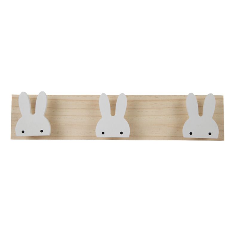 Wooden Creative Home Furnishing Hook Coat Hook Cartoon White Rabbit Row Hook Hook Children's Room Decoration Hook