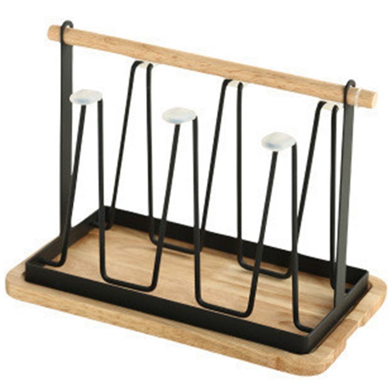 Cup Holder Iron Water Draining Rack Portable Glasses Organizer Kitchen Cup Shelf with Tray Drying Rack Kitchen Storage