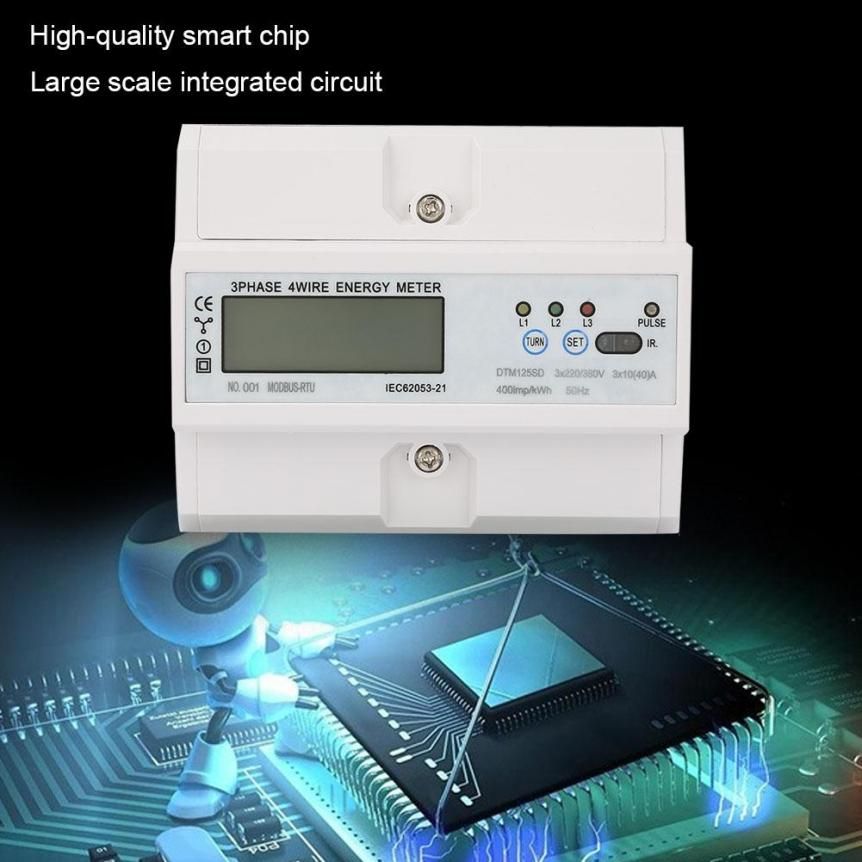 220/380V 10-40A Energy Consumption Di tal Electric Power Meter 3 Phase KWh with LCD Wholesale new