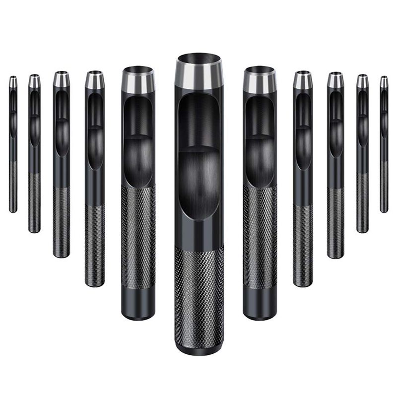 Practical product 11Pcs Round Hole Punch Set For Watch Band, Leather, Gasket Belt, Fabric, Canvas Clothes, Eyelet(1-10Mm) Round Hollow Hole Punch Cutter Tool