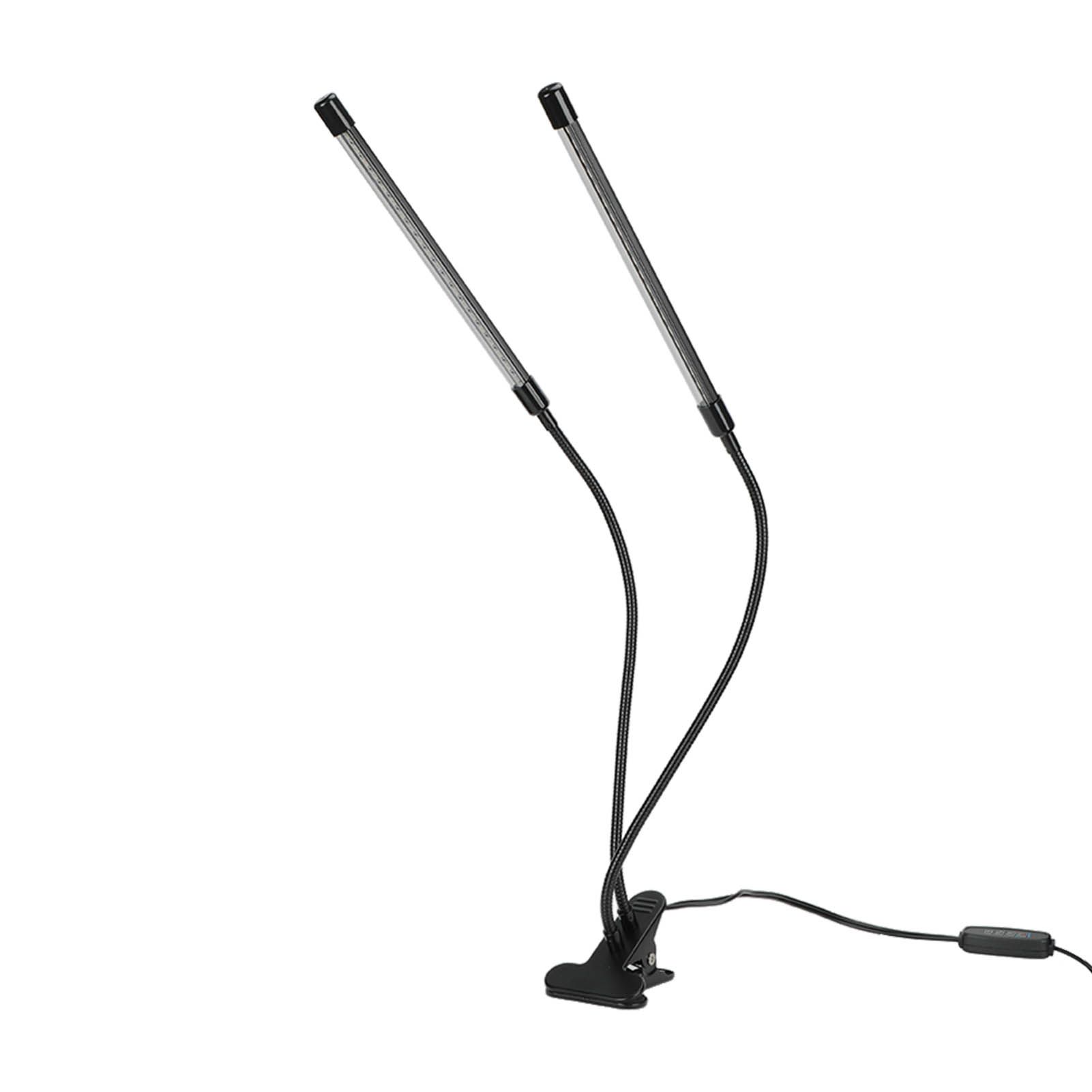 Grow Light Dual Head Full Spectrum 3 Modes Dimmable Timing Clip On LED Lamp for Indoor Greenhouse