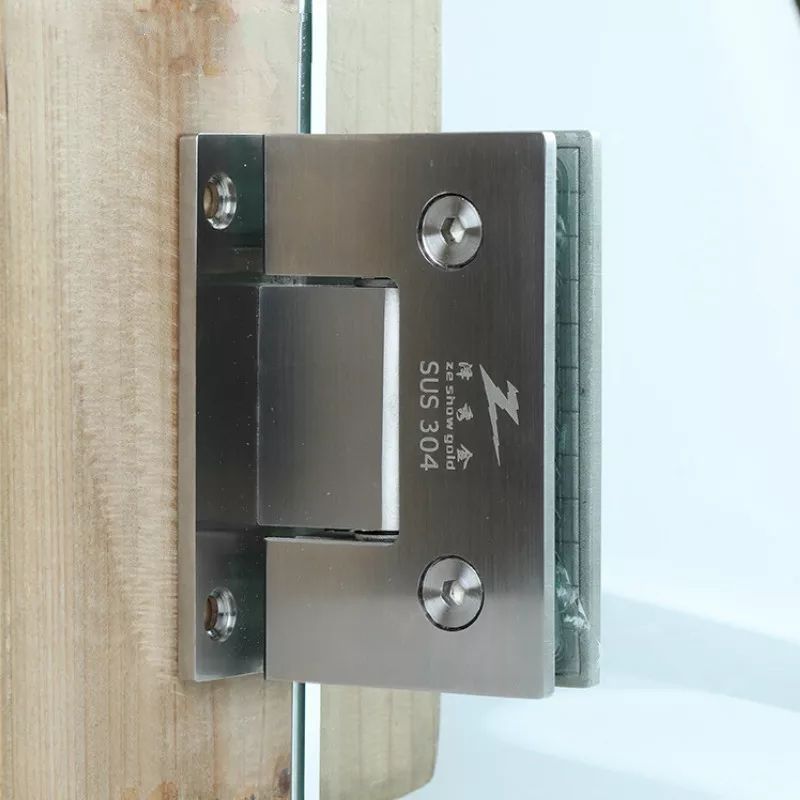 2ps 90°Brushed Glass 304Stainless steel Hinge Bath Shower Door Glass Bathroom Clip Furniture Hardware Hinges Fitting