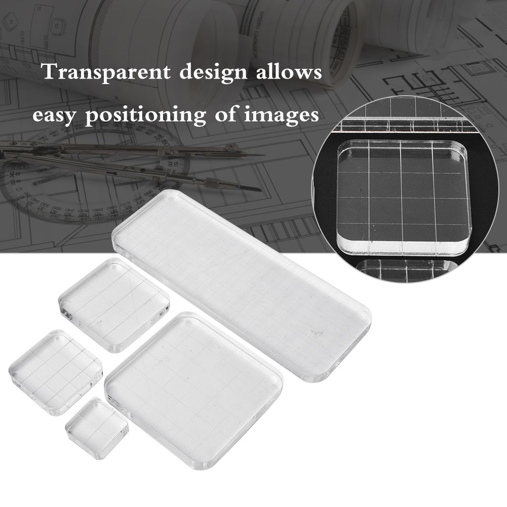 5 Pcs Rubber Stamp Block Transparent Acrylic Round Angle Manual Making Accessory