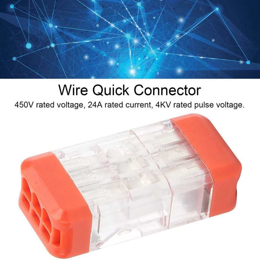 Wire Quick Connector 10pcs Connectors Transparent 2-In-4-Out Block Terminal 24A 450V Multipurpose