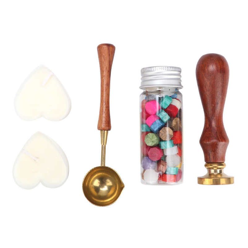 Vintage Wood Badge Seal Stamp Wax Kit Set for DIY Scrapbooking Friend