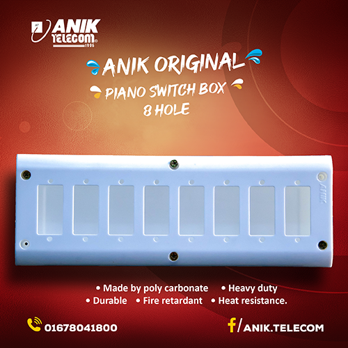 8 Hole Piano Switch Box, Piano Hole Box, Electrical Accessories, gang Switch Box, Small Switch Box, Modular Gang Box