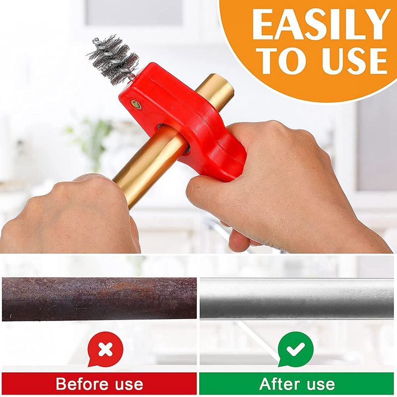 Pipe Reamer Deburring Tool,5Pcs Copper Pipe Cleaner and Reamer Set,Pipe Deburring Brush,Tubing Chamfer Tool