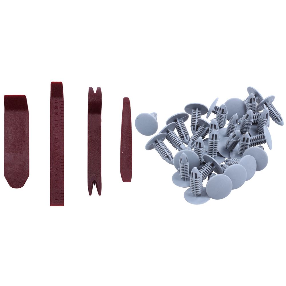 Delicate product 4 Pcs Car Door Trim Panel Clip Dash Radio Removal Pry Tools Kit & 30x Fastening Screws Gray Flange Fender Bumpers Clips