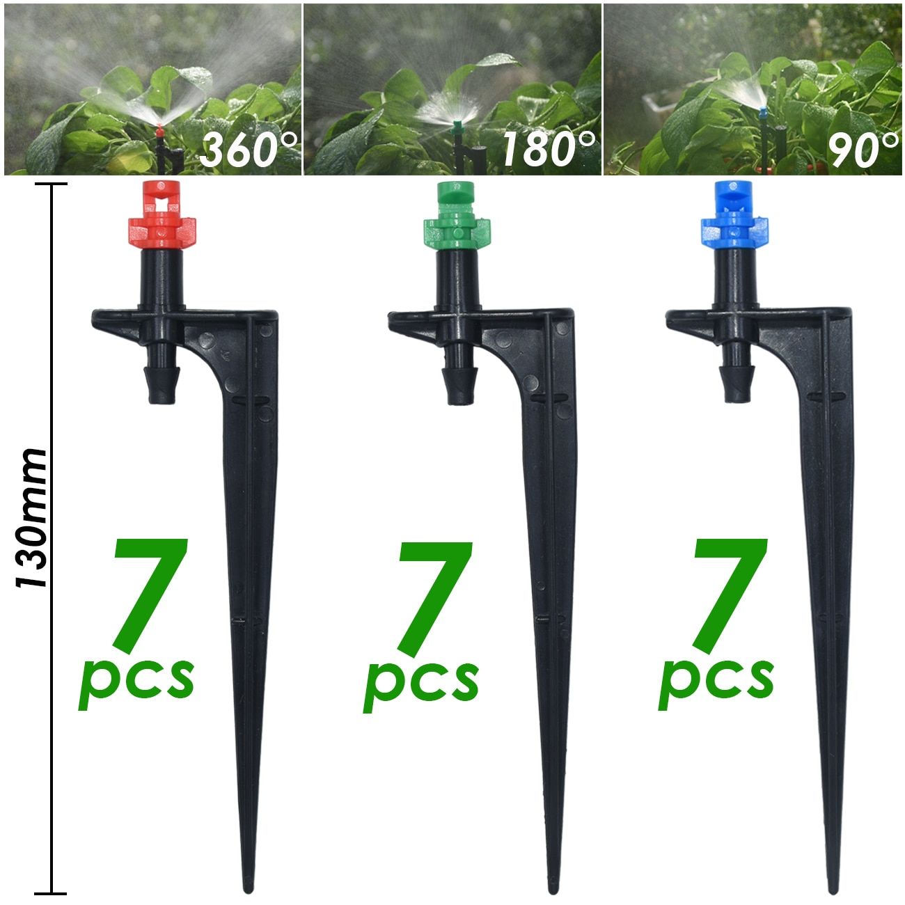 90/180/360 Degree Micro Misting Nozzle 11cm Stake 1/4" Barb Connector Garden Irrigation Watering Sprinkler Greenhouse