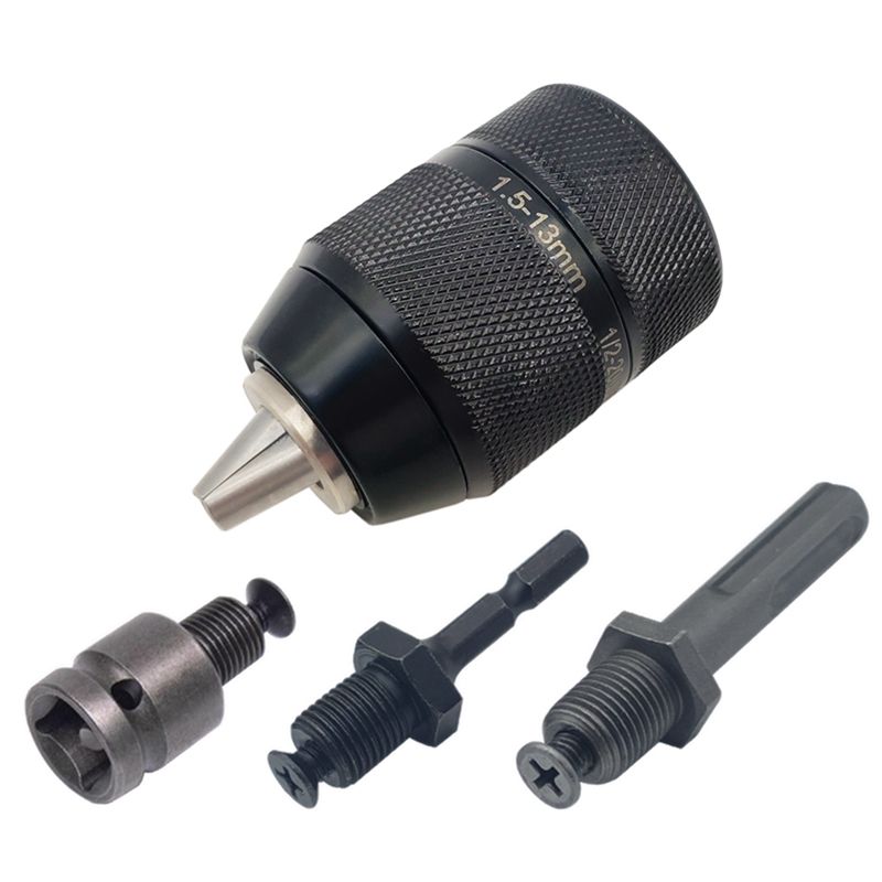 1/2-20UNF Keyless 1.5-13mm 3-Jaw Drill Chuck Quick Change Adapter SDS-Plus Handle 1/4Inch Hexagonal Rotary Hammer