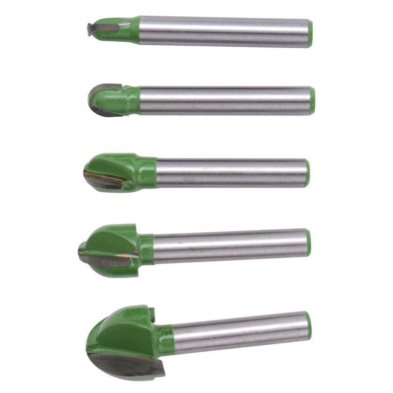 5Pcs 6Mm Shank Ball Nose Router Bits Set End Mill Round Cove Box Solid Carbide CNC Radius Core Milling Bit