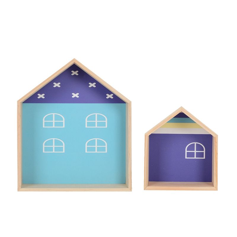 1Set Kids Room Decoration Wooden Shelf for Kids Room Nursery Decoration Wall Wood Shelf for Children Boy Girl Room Wall Decor Shelf Blue