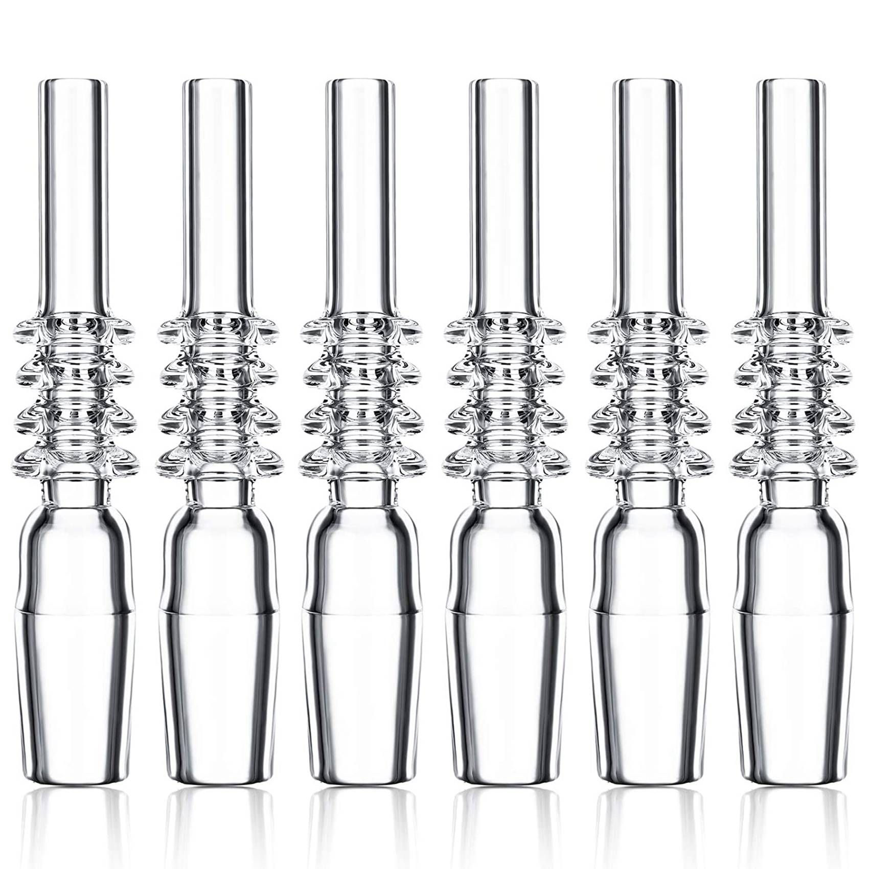 6 Pieces Clear Quartz Tube Tip Quartz Tube Straws Glass Straws Reusable Straw Quartz Tip (14 mm)