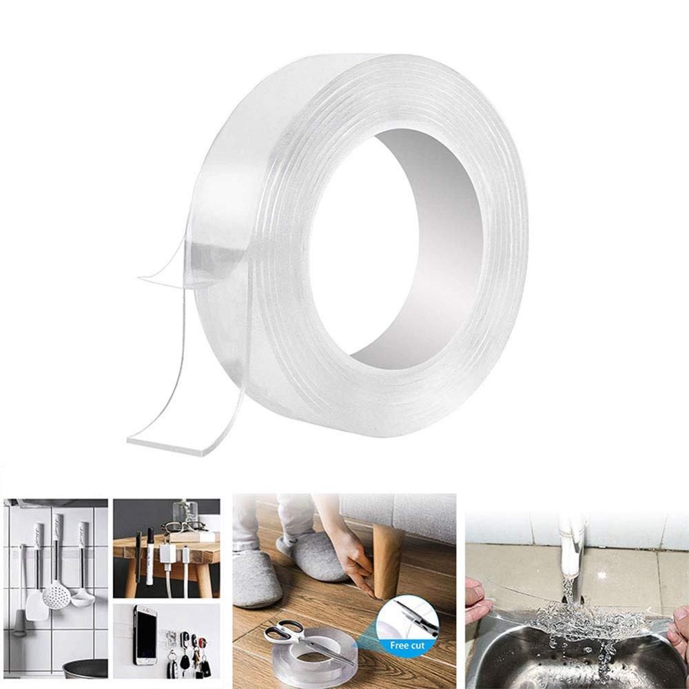 Washable Adhesive Tape Nano Double Sided Transparent Silicone Gel Grip Removable Strips Grip Carpet Mats Multifunction