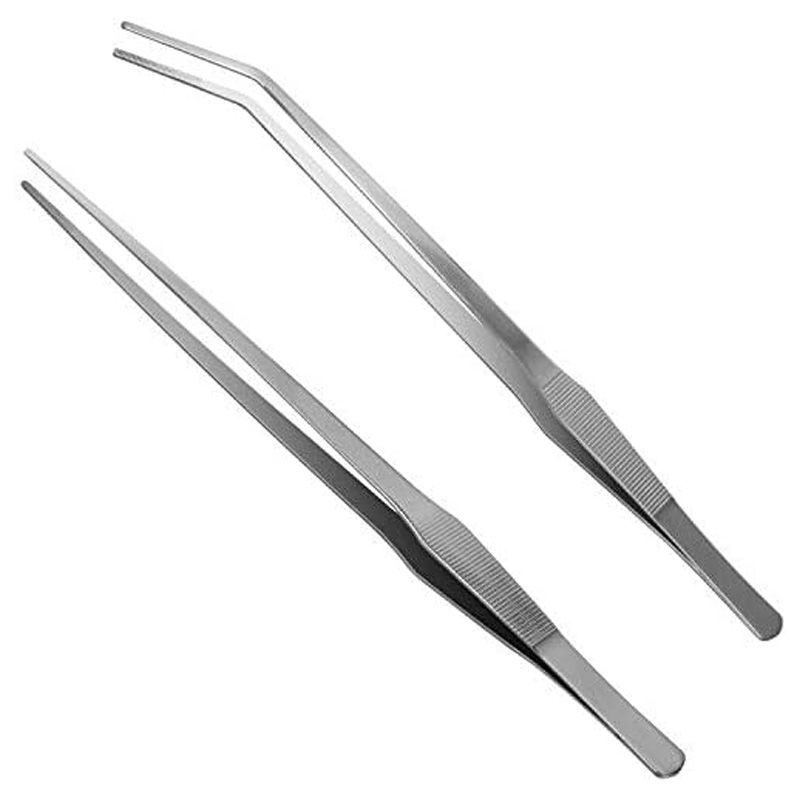 Practical Product Long 15 Inches, Liveek Stainless Steel Straight and Curved Tweezers