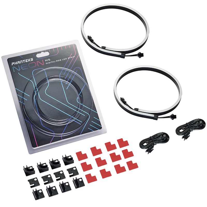 PHANTEKS Combo Light Strip ARGB Neon Computer Case Decoration LED Strip 5V 3PIN Light Header AURA 400mm x 2Pcs ， Combo Light Strip