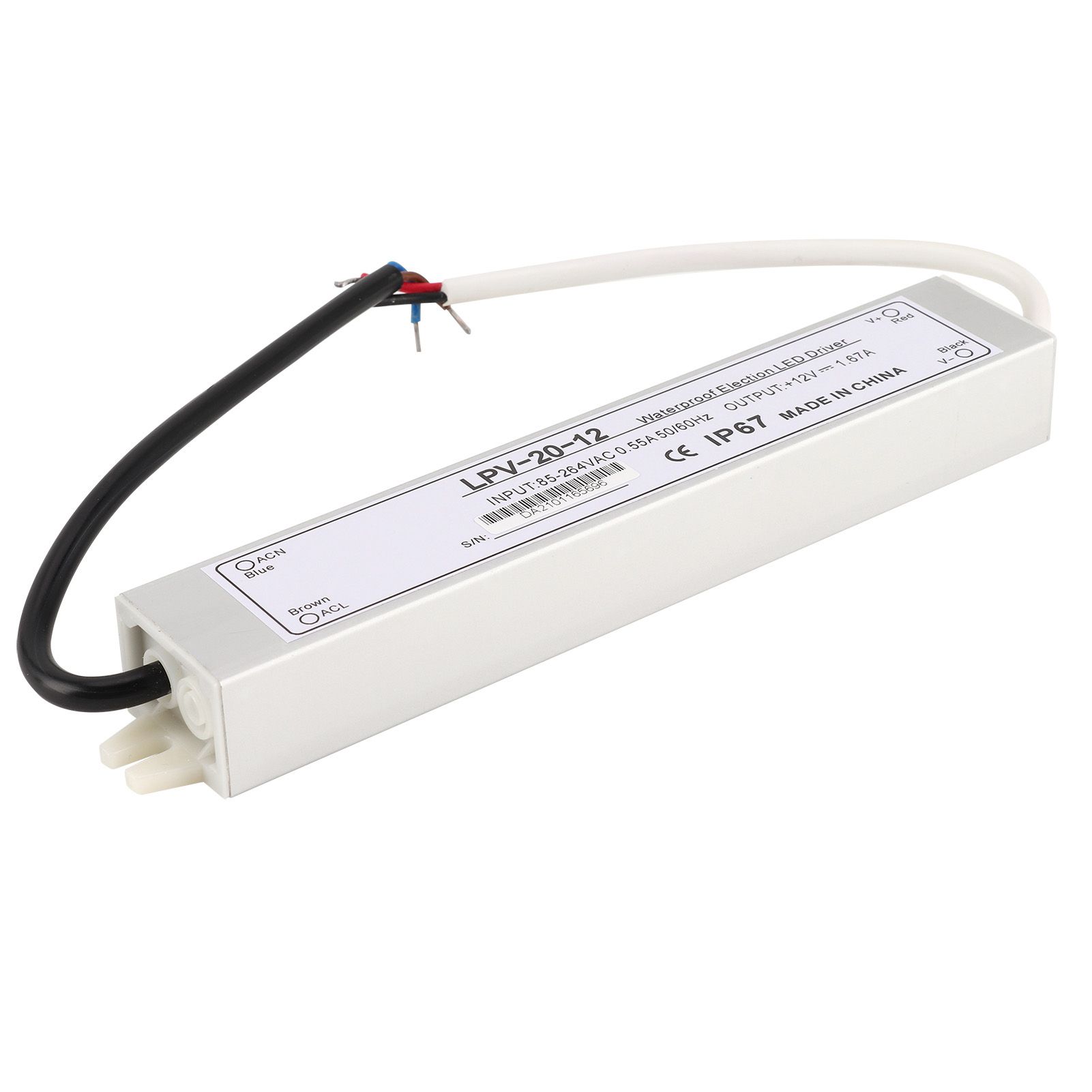 BERM Waterproof Power Supply LED Switch Transformer Driver LPV-20-12 20W DC12V