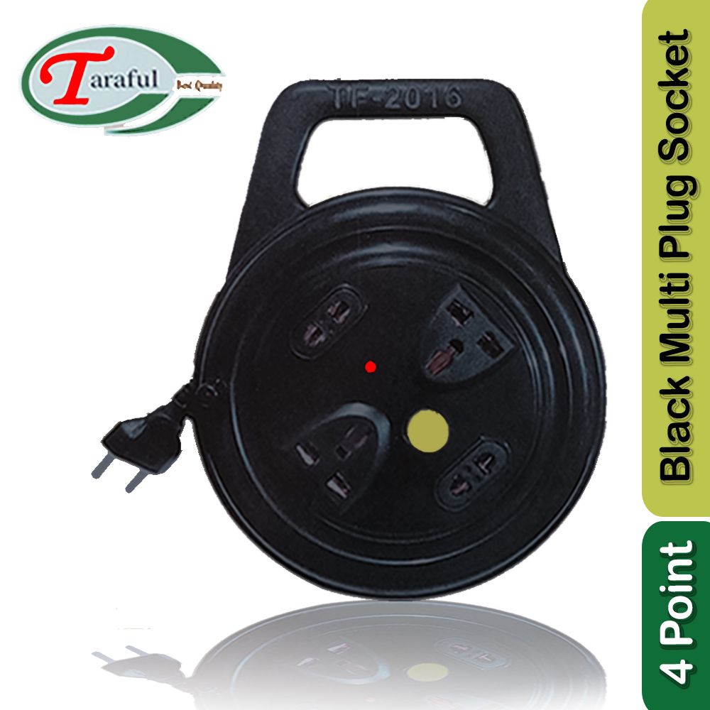 4 Power Sockets Electrical Leads & Adapters round Multi Power Plug Extension - With 21 Feet adjustment Cable