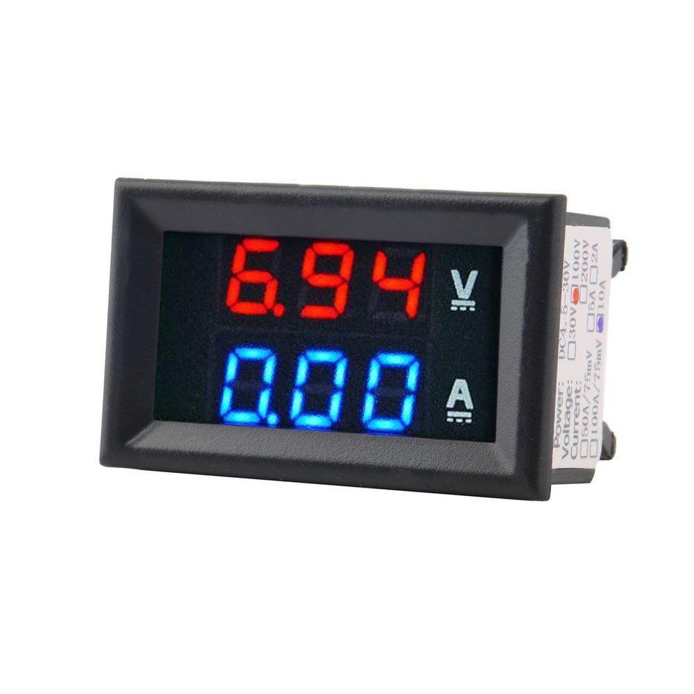 LALA DC 100V 10A Voltmeter Ammeter Blue + Red LED Amp Dual Digital Volt Meter Gauge