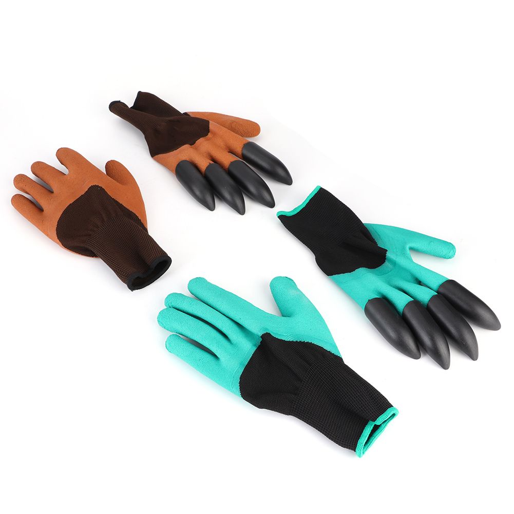 2 Pairs Waterproof Gardening Pruning Gloves With Claws for Digging & Planting