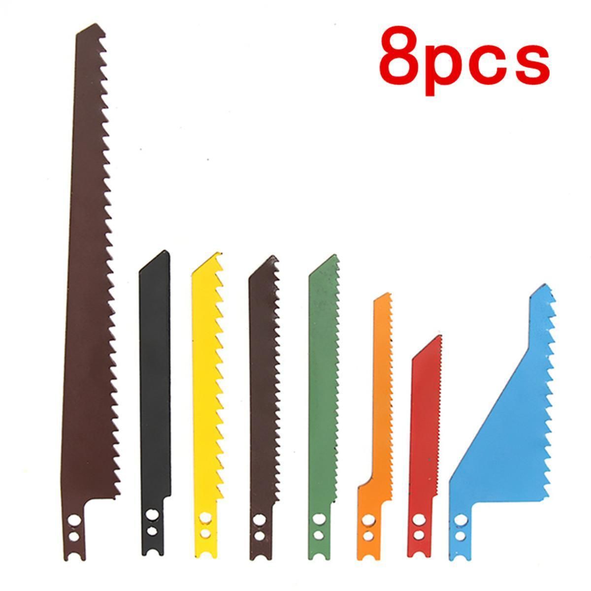8Pcs Jig Saw Sabre Scroll Assortment Blades Set Wood Metal Steel Drywall Blades