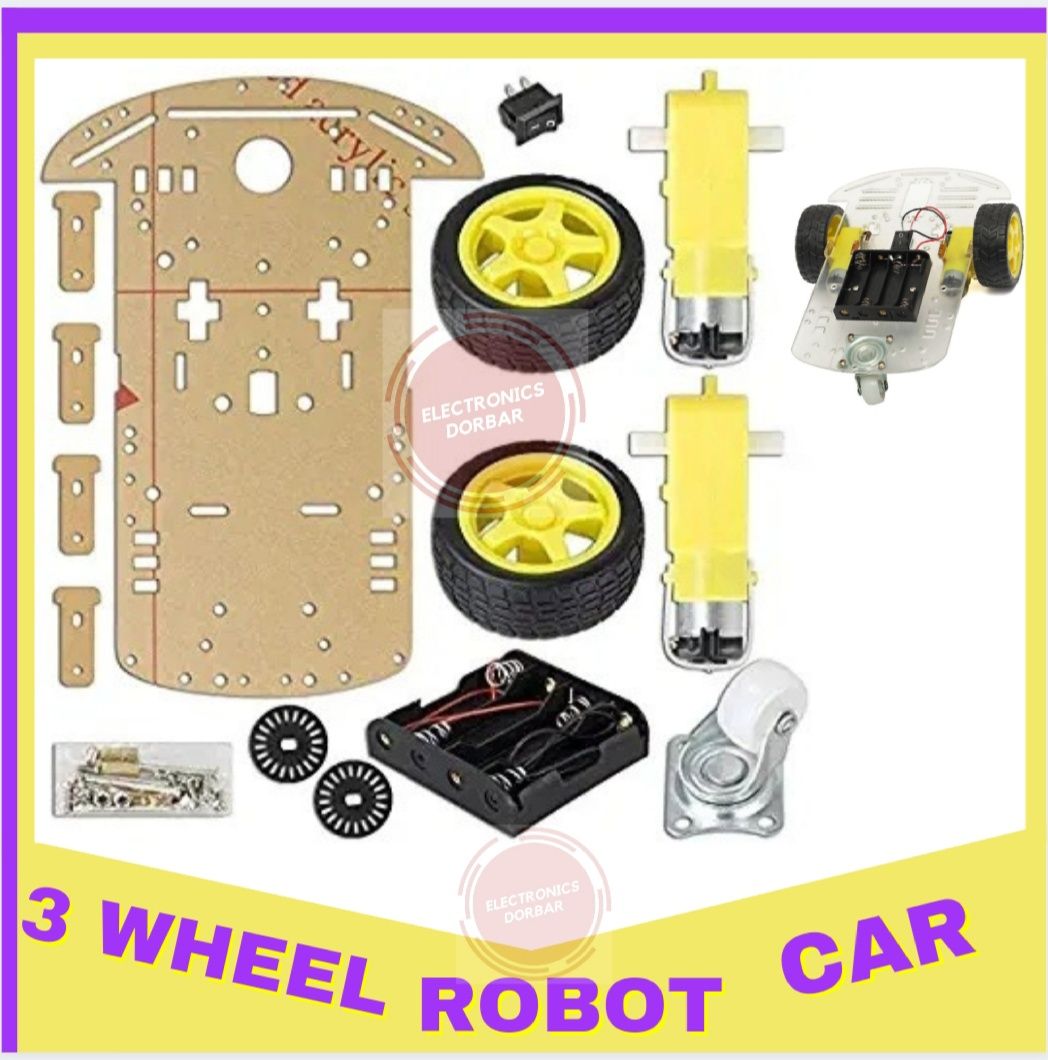 3 Wheel Robot Car Chassis DIY Kit For Arduino (1 Set)