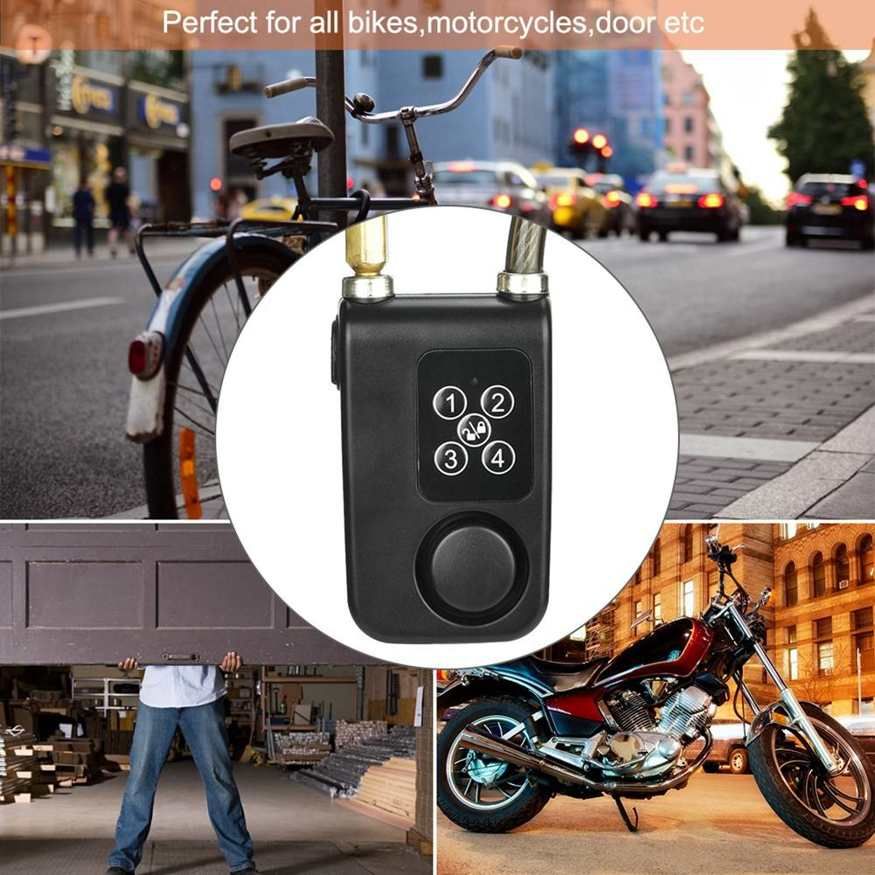 Bicycle Bike Lock Password 110dB Sound Burglar Alarm Steel Chain Wire