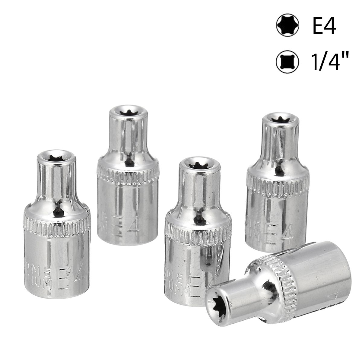 1/4 Inch 5 PCS Socket Wrench Kit Drive Auto Repair Sleeve Set Home E-type Post E4 CRV Steel