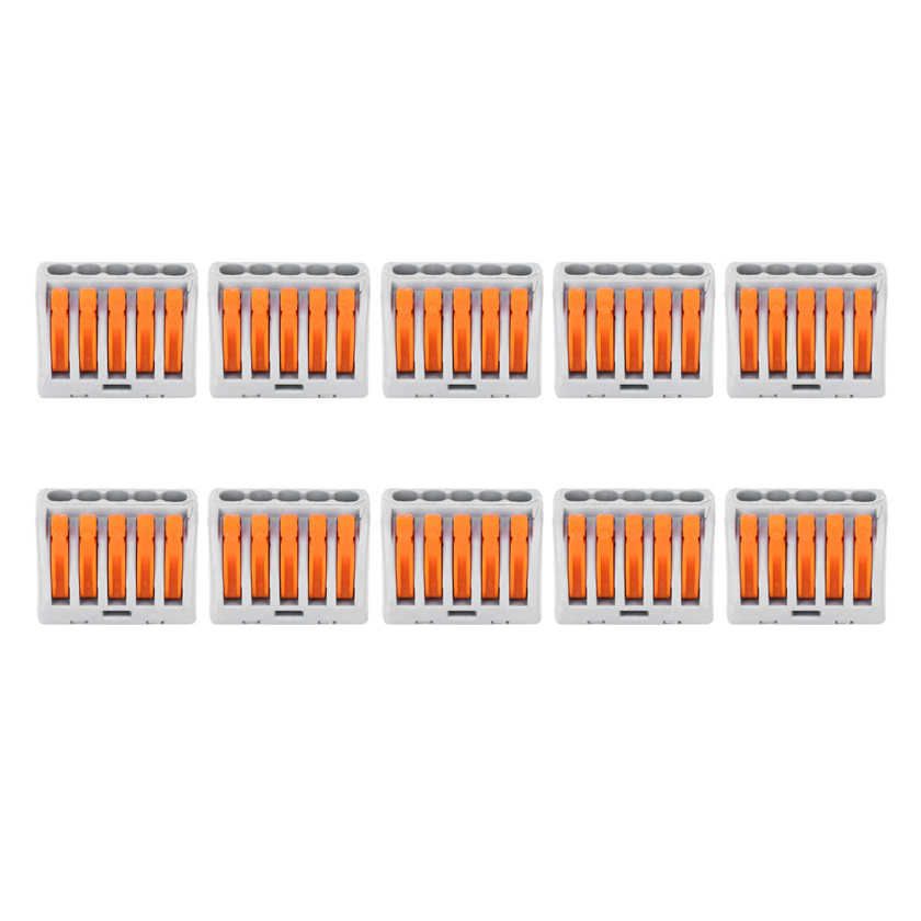 Terminal Lever 10pcs PCT-215 Wiring Connectors Blocks 5 Way Lighting Electrical Cable Quick Connection