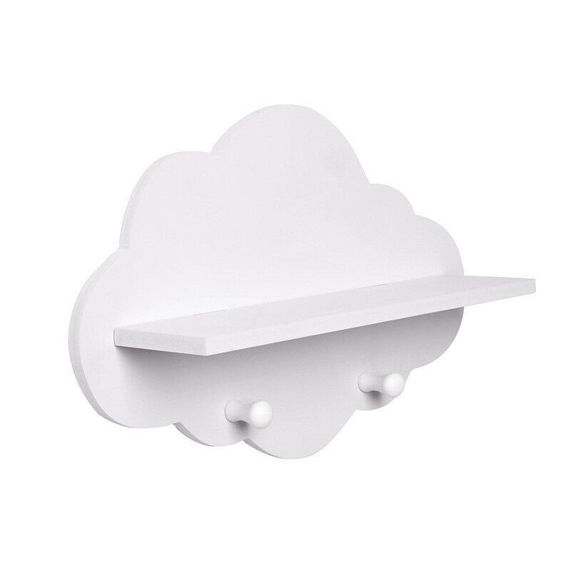 NANLIY-Creative Cloud Shape PVC Storage Organizer Wall Hanging Hooks Floating Shelf Storage Holders Wall Mount Display Racks