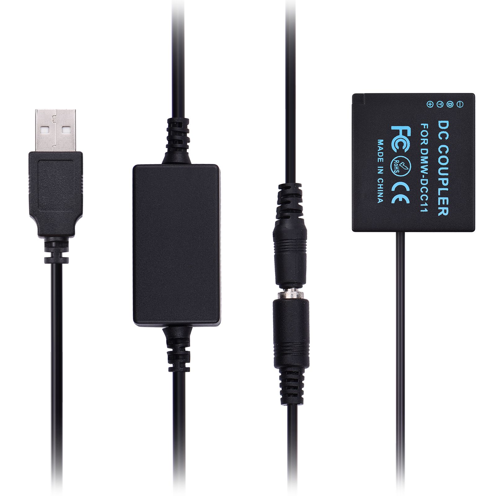 DMW-DCC11 USB Power Kit DC Coupler Dummy Ba-tte-ry Replace of DMW-BLG10/BLE9 Ba-tte-ry with USB DC Converter Power Cable Single USB Input Compatible with Panasonic GF3 GF5 GF6 GX7 GX9 GX80 GX85 LX100 Cameras S6K F3K Chargers