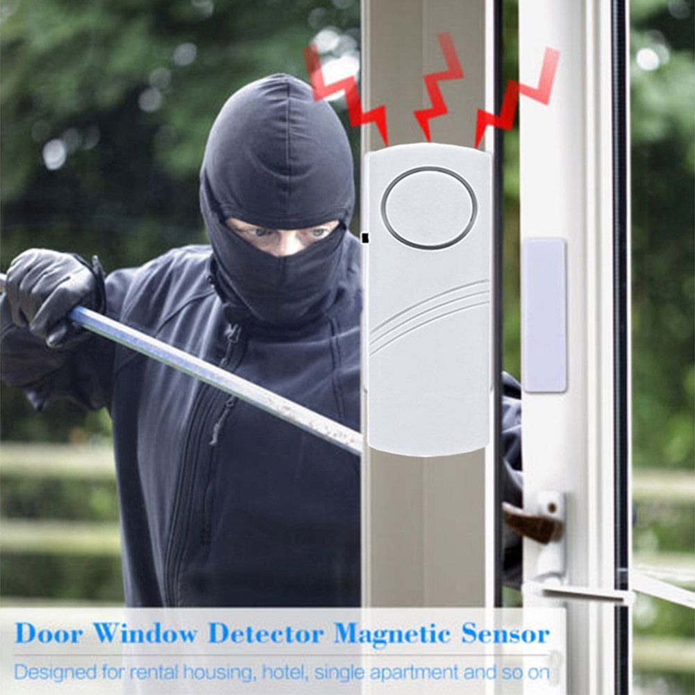 Door Window Wireless Burglar Alarm with Magnetic Sensor Home Safety Wireless Longer System Security Device White