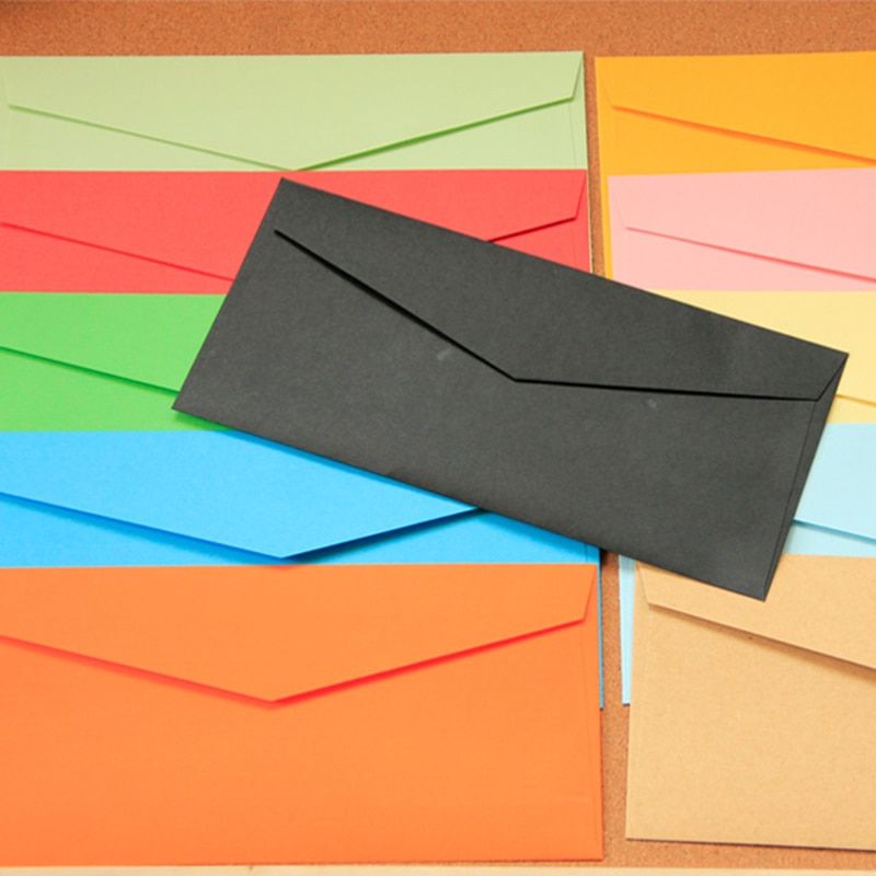 2020 Cute 120pcs/lot 220*110mm Mix Colored Western Style Envelope Card Blue/green/red/pink/yellow/orange/Kraft paper/black A180
