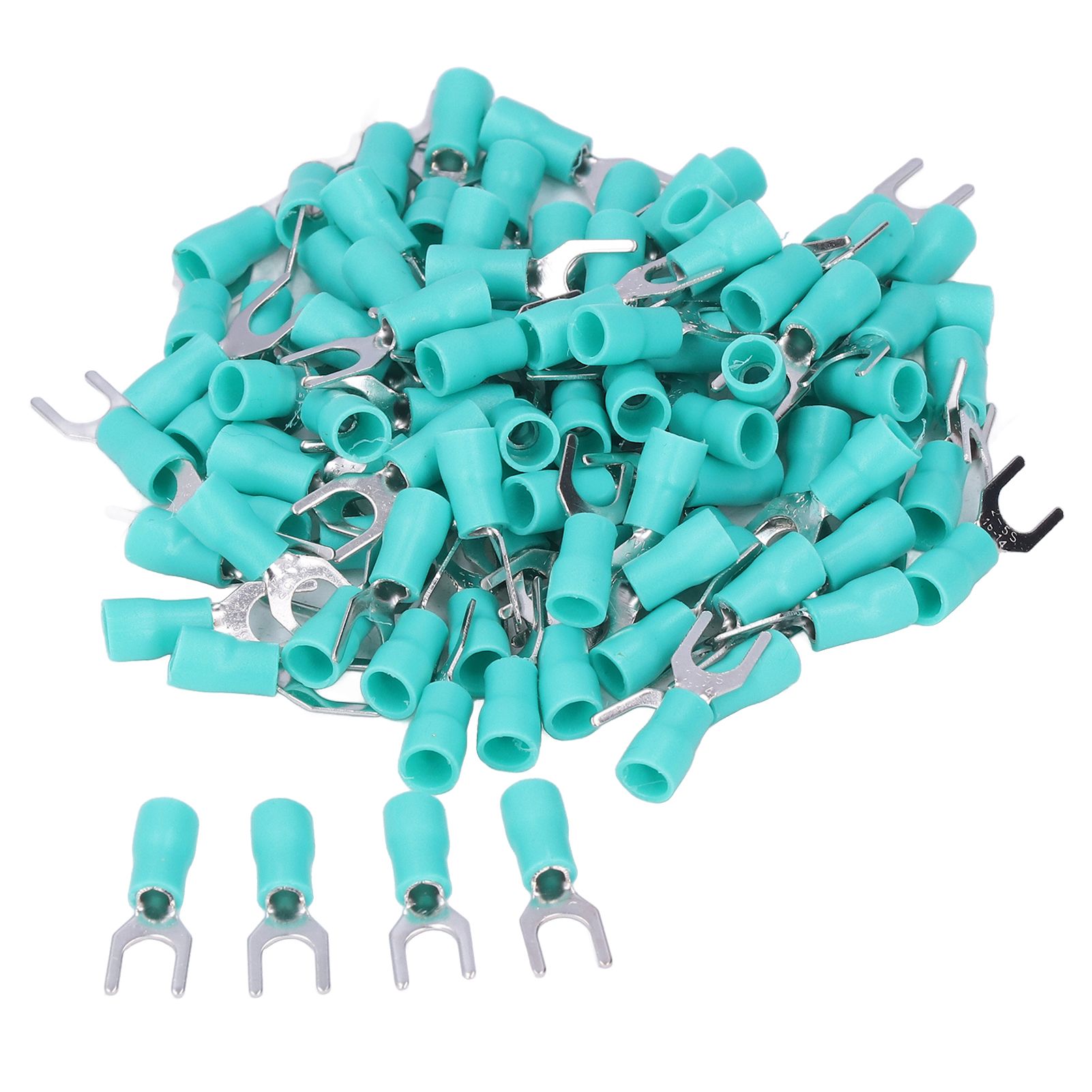 100Pcs Fork Terminals Insulated Spade U Type Wire Connector 16‑14AWG Cable Crimp
