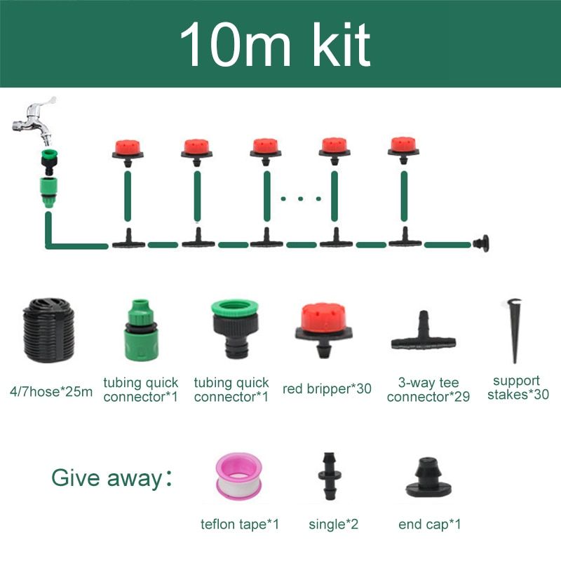 10M-50M DIY Drip Irrigation System Automatic Watering Garden Hose Micro Drip Watering Kits with Adjustable Drippers