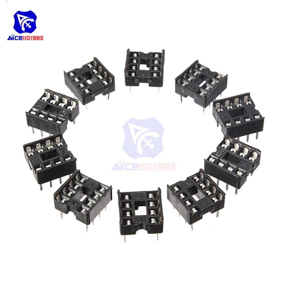 diymore 50PCS/Lot 2.54MM 8 Pin 8 Pin DIP-8 8DIP 8 DIP IC Sockets Adapter Solder Type