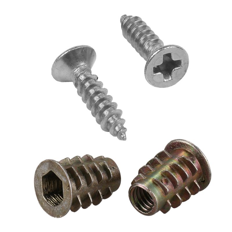20 Pieces M6X 15mm Hexagon Socket Screw Thread Insert Nut with 100X Stainless Steel Flat Head Phillips Screw 12X3mm