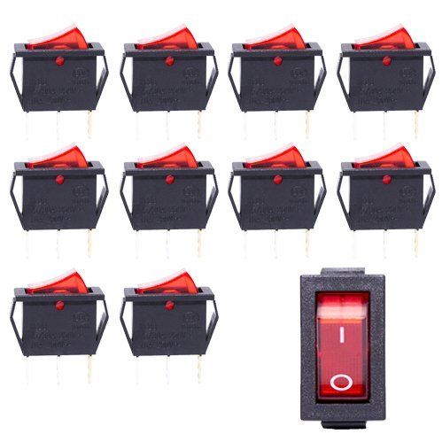 Switch ON-OFF AC 250V/15A 3Pin Rocker ,Illuminated Lamp 13mm- 50Pcs(quality Item)