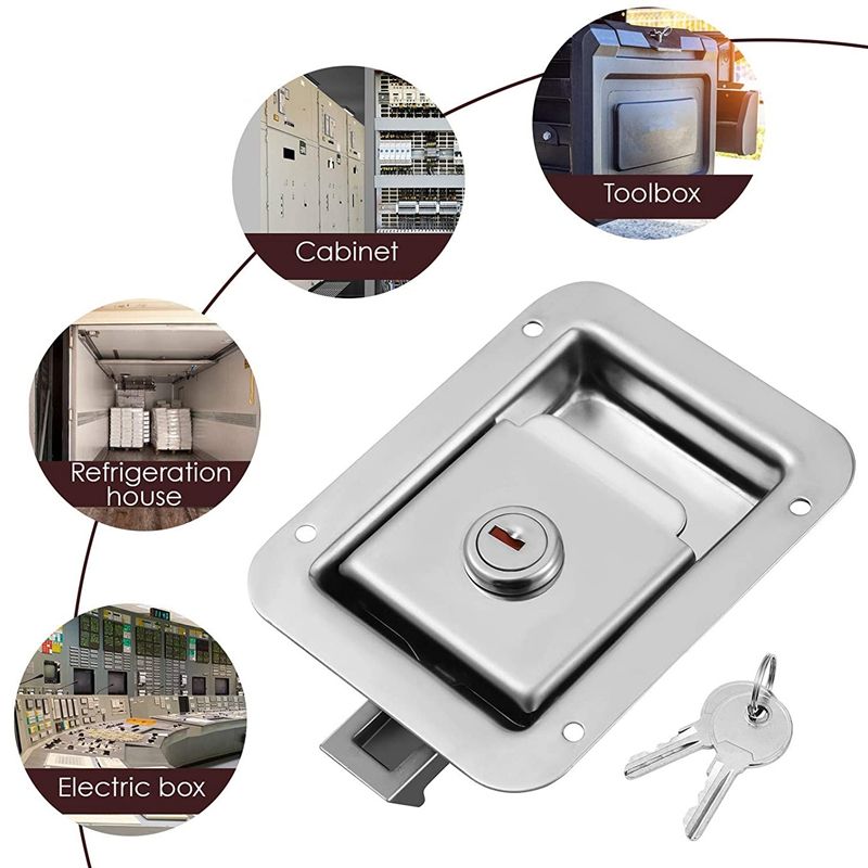 Paddle Slam Latch with Lock & Key Travel Trailer Lock Stainless Steel RV Door Latch Heavy Duty Flush Mount Handle Latch