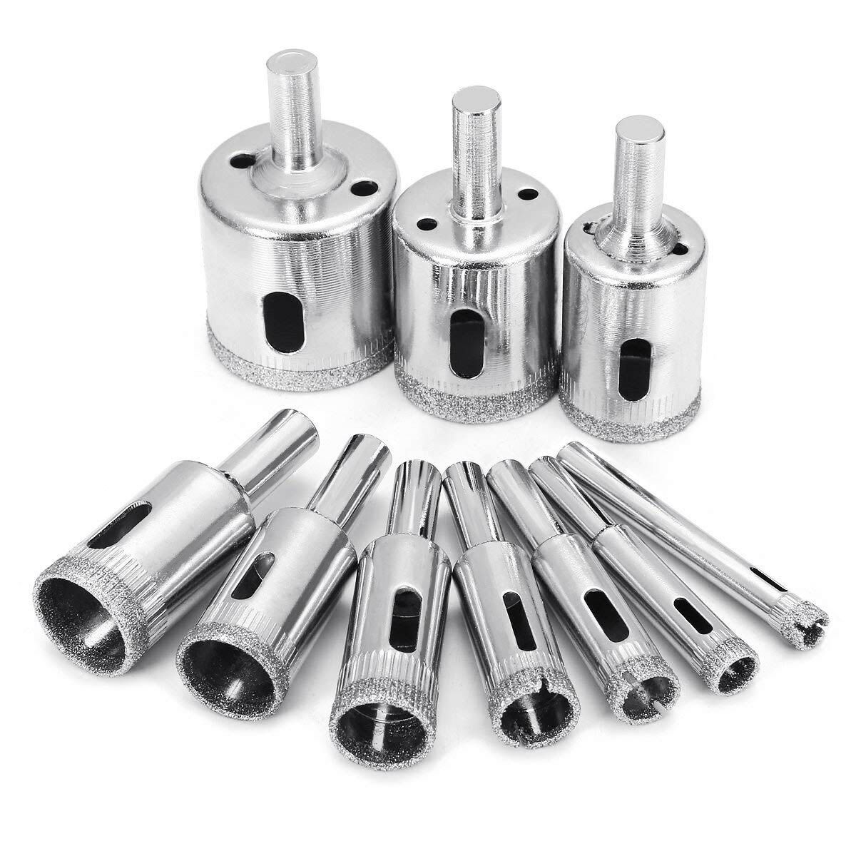 Diamond Drill Bits,10Pcs 6-32mm Hole Saw Diamond Drill Bit Hollow Core Drill Bit Set for Diamond Coating, Carbon Steel for Glass, Ceramics, Porcelain, Ceramic Tile, Marble