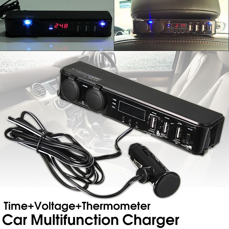 Car 3x USB + 2x C i Tools DIY g a r e t t e Light er + Volt/Clock/Temperature -