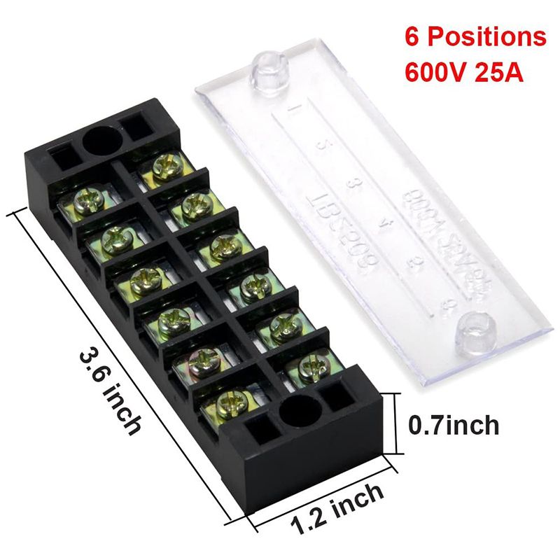 5Pcs 6P Terminal Block, 5Pcs 6P Shorting Bar, TB2506 Flame Retardant Copper Terminal Short-Circuit Terminal